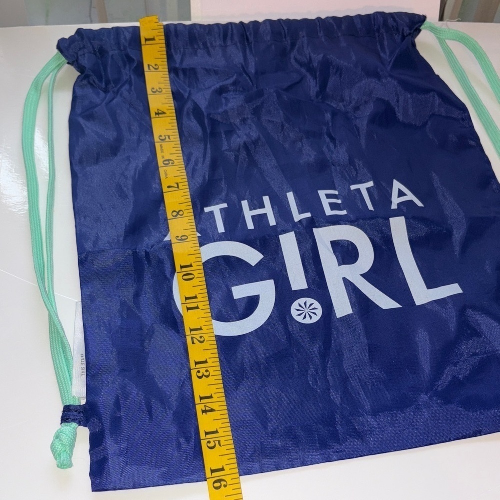Athleta Girl Navy Drawstring Bag with Mint Straps - Picture 7 of 7
